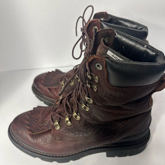 Ariat Men's Brown Leather Boots size 9 pre owned Exellent condition - Picture 5 of 9